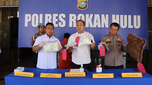 Polres Rokan Hulu Amankan Seorang Kurir Sabu Jaringan Internasional