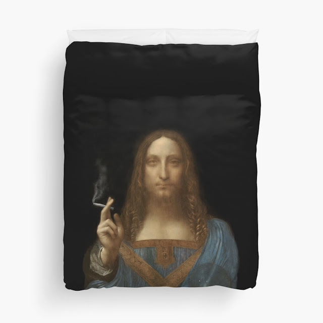 Smoking Salvator Mundi (Jesus Christ) duvet cover