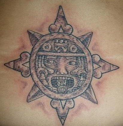 German Symbol Tattoos. Aztec Style Sun Symbol Tattoo