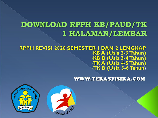 RPPH 1 Halaman PAUD TK Semester 1 dan 2