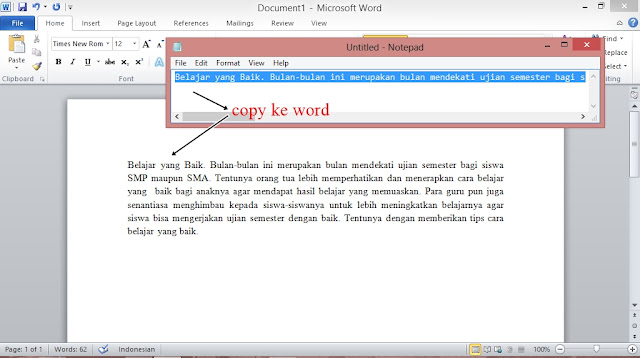 Cara Membuat Tulisan Rapi saat di Copy dari blog ke Microsof Word