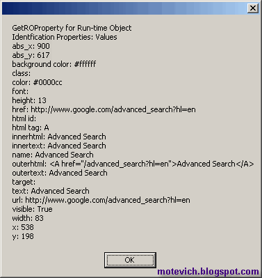 Run-time Object Properties of Run-time Object