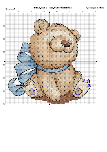 schema punto croce per bambini- orsetto con fiocchi