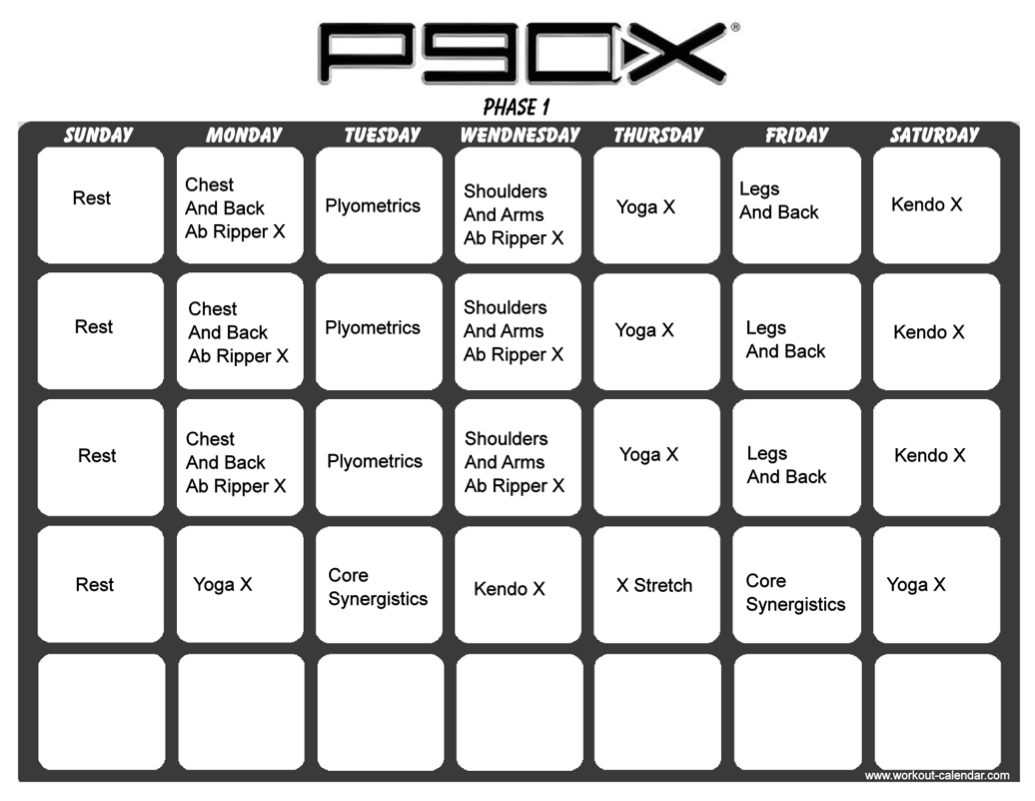 P90X Workout Schedule Housewife2Hostess