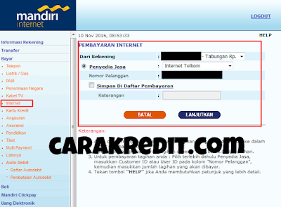 tutorial bayar speedy dengan ibanking mandiri klik untuk perbesar