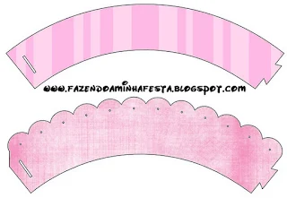 Pink Stripes Free Printable Cupcake Wrappers. 