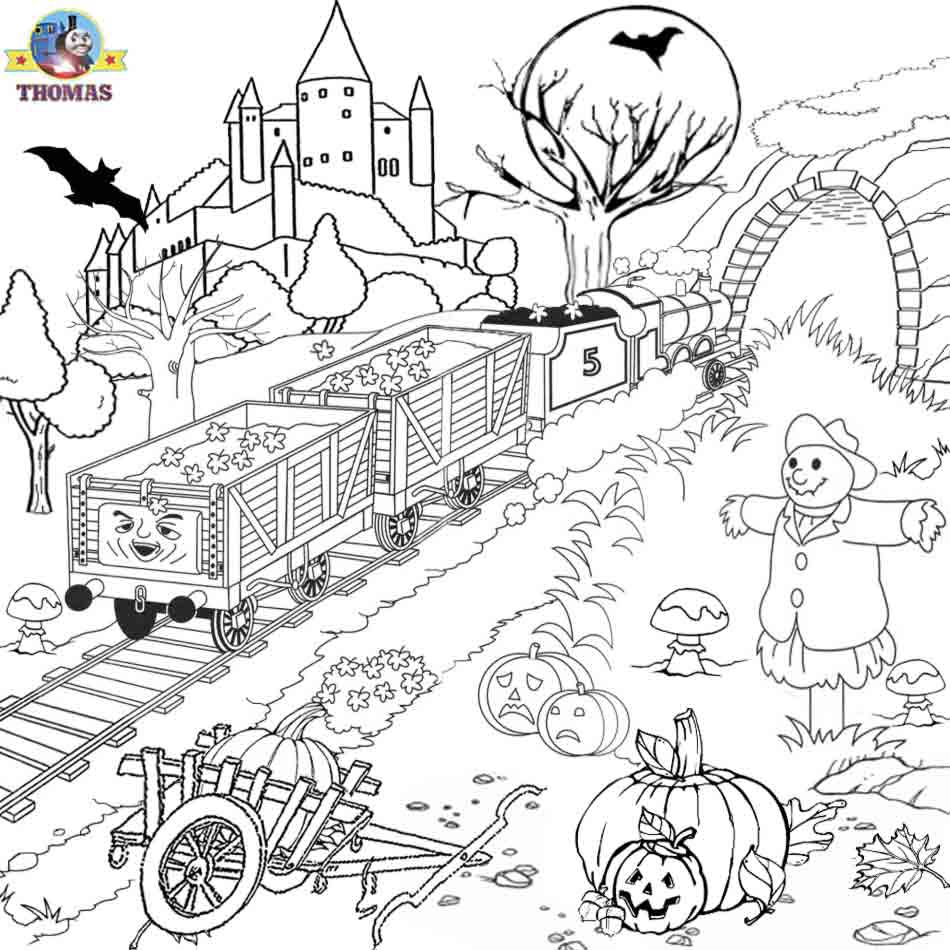 Free graphics printable pictures to color James Thomas the train Halloween coloring pages for kids