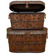 Toscana Wood Metal Trunk Set