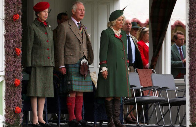 Prince Charles, Prince of Wales and Camilla, Duchess of Cornwall and Princess Anne, Princess Royal at Braemar Highland Games