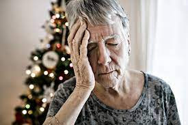 Sad senior person at Christmas