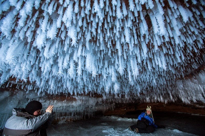 Stunning Ice Formations on Lake Superior Ice Cave