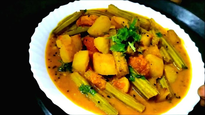 शेवग्याच्या शेंगा व बटाट्याची भाजी ( Drumstick potato curry ) recipe in marathi 