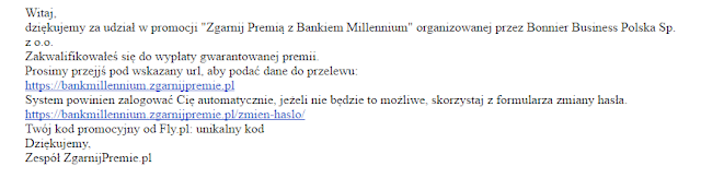 zgarnij premię z bankiem millennium mail do uczestników.