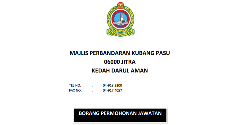 Jawatan Kosong Majlis Perbandaran Kubang Pasu MPKP - JOBCARI.COM 