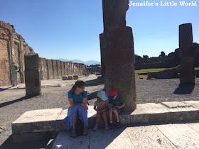 Family visiting Pompeii
