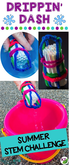 Summer STEM Challenge: In Drippin' Dash, students design a water scoop purpose-built for stability and to hold max volume! Includes modifications for grades 2-8.