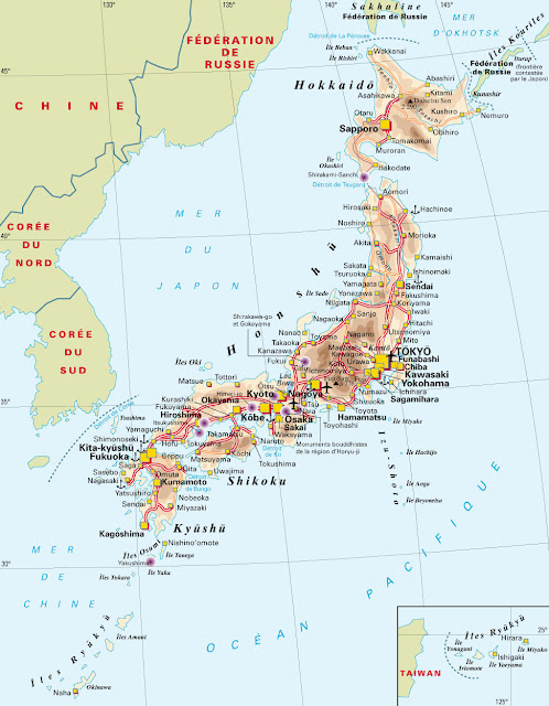 Carte des îles principales du Japon