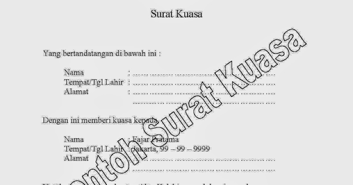 Contoh Surat Kuasa Format Yang Baik dan benar  Karya Tulis