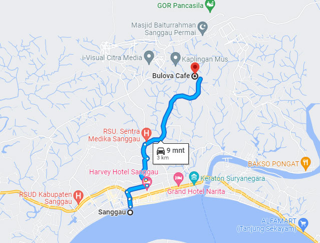 Jalur transportasi menuju ke Bulova Cafe