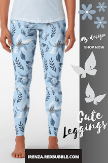 Blue flower pattern Leggings.