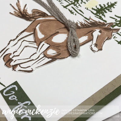 By Angie McKenzie for Ink & Inspiration Blog Hop; Click READ or VISIT to go to my blog for details! Featuring Let It Ride stamp set, Scripty 3D Embossing Folder; #letitridestampset #scripty3dembossingfolder #horse #thegreatoutdoors #bloghops #inkandinspirationbloghop #encouragementcard #watercolorpencils #bronzeblendsmarker #cardtechniques 