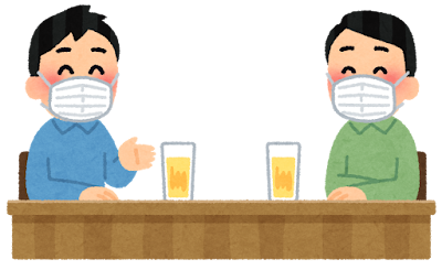 飲み会のイラスト（マスク・男性）