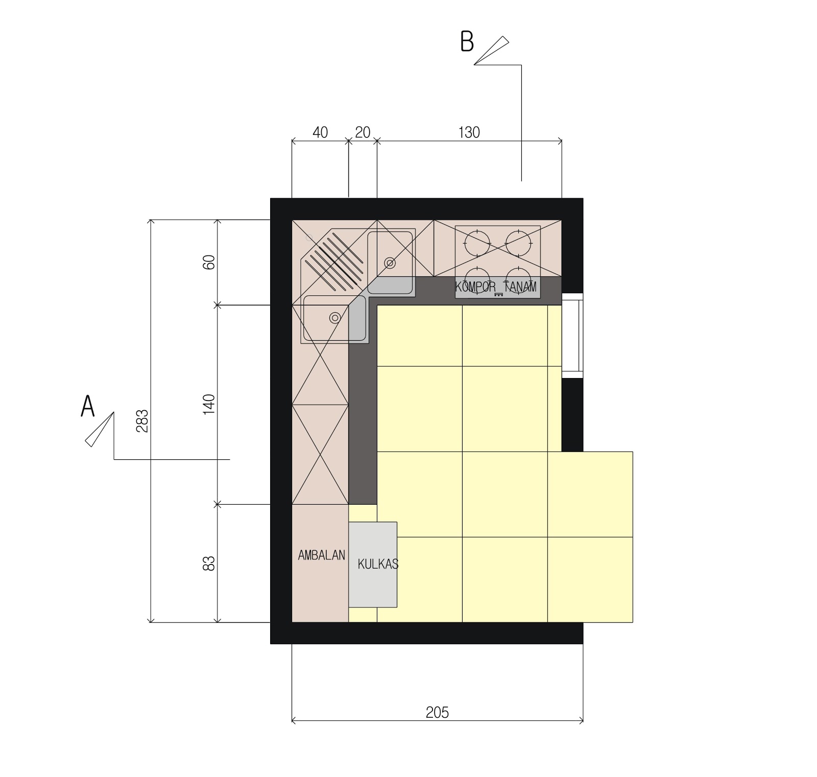 IDEsign arsitektur Kombinasi Warna  Kontras untuk  Dapur 