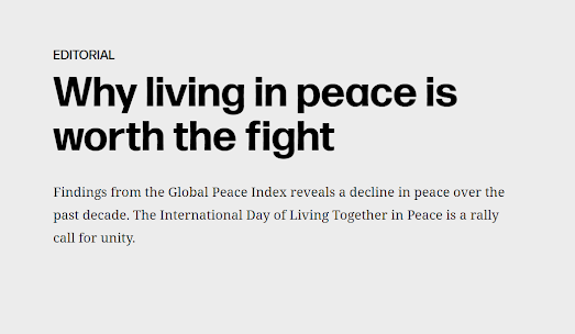 Why living in peace in worth the fight?