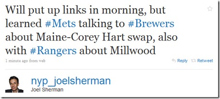 John Maine for Corey Hart?  Hmm...