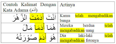 Contoh Kalimat dengan Kata Adama (أَدَمَ)