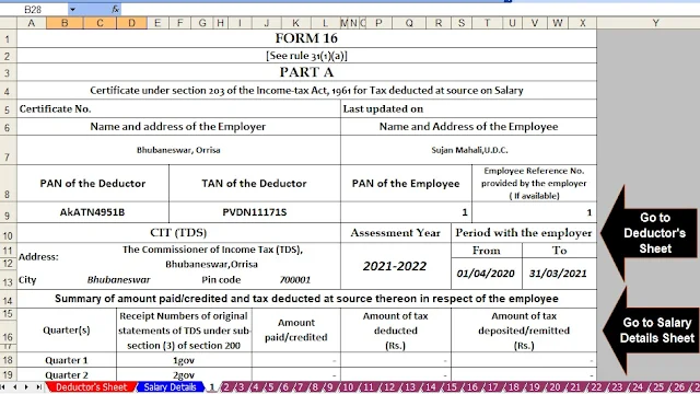 Income Tax Form Part A and B