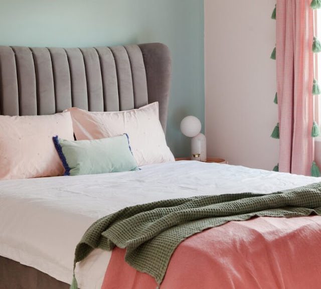 Sage Green and Pink Bedroom