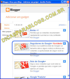 Gadget de Seguidores do Google+ para Blog