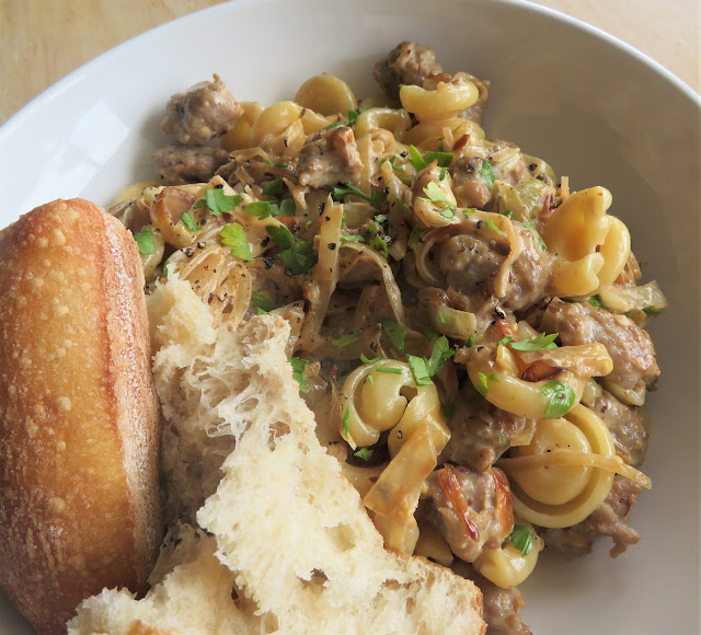 Pasta with a Creamy Mustard and Sausage Sauce