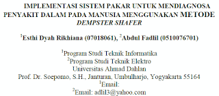 IMPLEMENTASI SISTEM PAKAR UNTUK MENDIAGNOSA PENYAKIT DALAM PADA MANUSIA MENGGUNAKAN METODE DEMPSTER SHAFER [PDF]