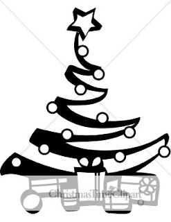 Black White Christmas Tree Clipart