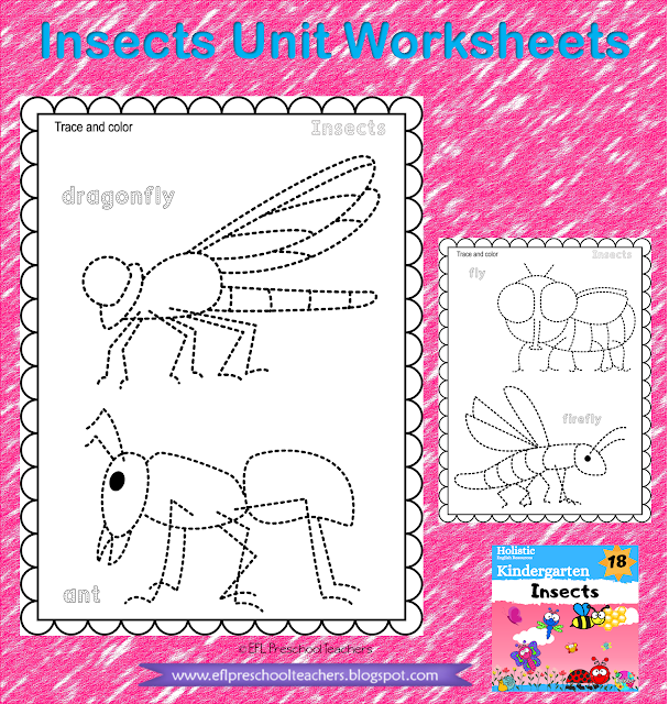 Tracing insects worksheets