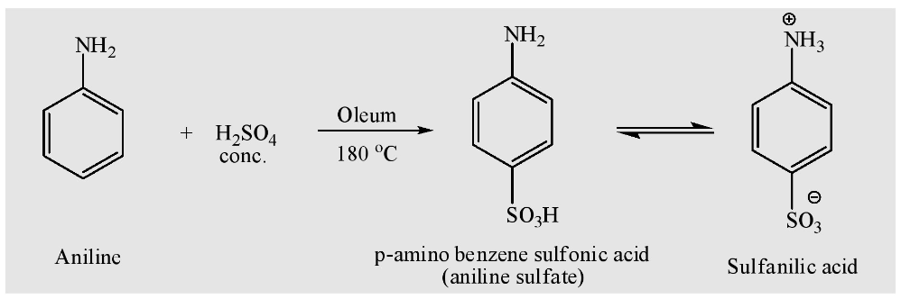 سلفنة الأمينات الاروماتية Sulfonation of Aromatic Amines : تحضير حامض السلفانيلك Preparation of Sulfanilic acid