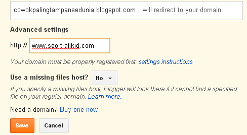 Setting Domain Di Blogger