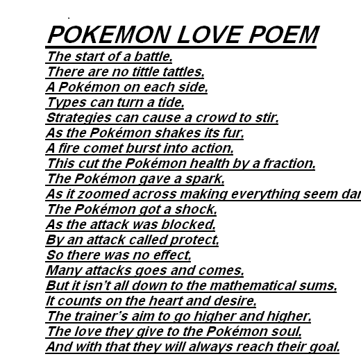 Pokemon love poem,the best about it.