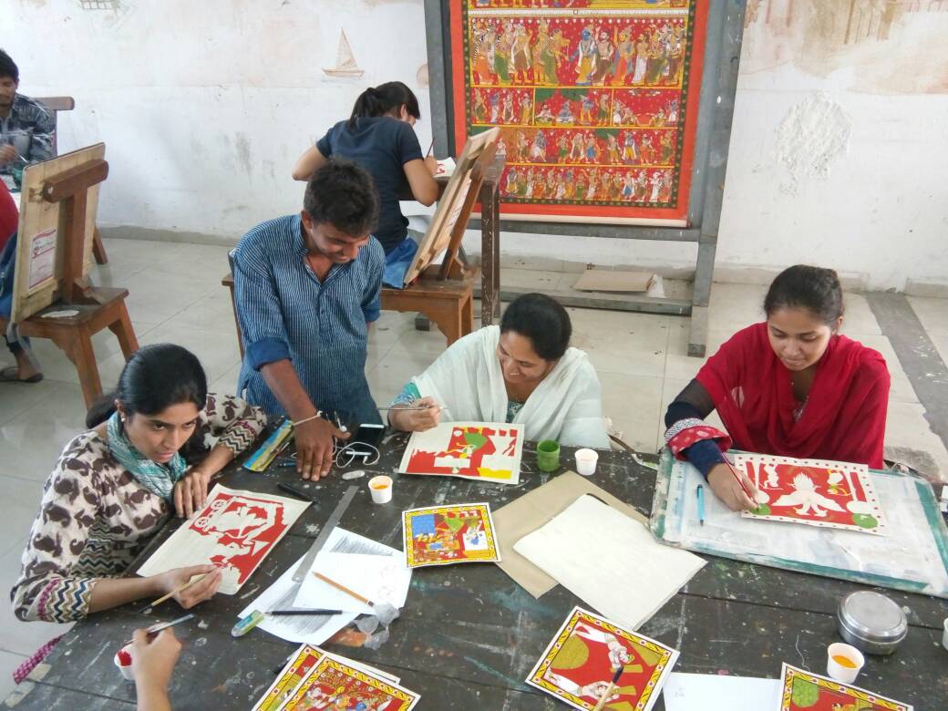 Cheriyal Scroll Paintings By Vaikuntam Nakash Workshop At