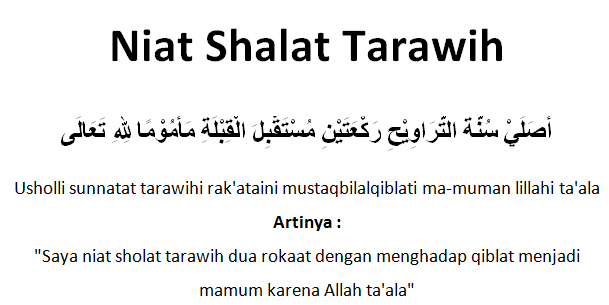 Lafadz Bacaan Niat Shalat Tarawih 11 Rakaat , 23 Rakaat ...