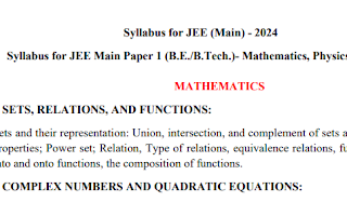 Syllabus for JEE (Main) - 2024 - PDF