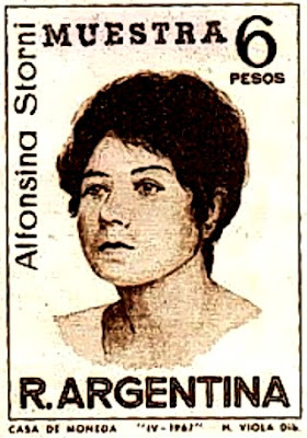 Imagen de Alfonsina Storni en una estampilla