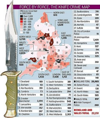 youth crime statistics. Map of knife crime statistics