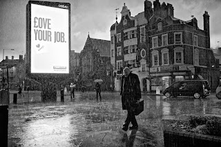 Love your job bilboard with man walking