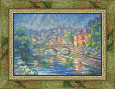 Paintings by Ivan Krutoyarov. Luxembourg. Alzette River. Old Town, landscape, sunriver, flowers, sunshine, bright painting, impressionism