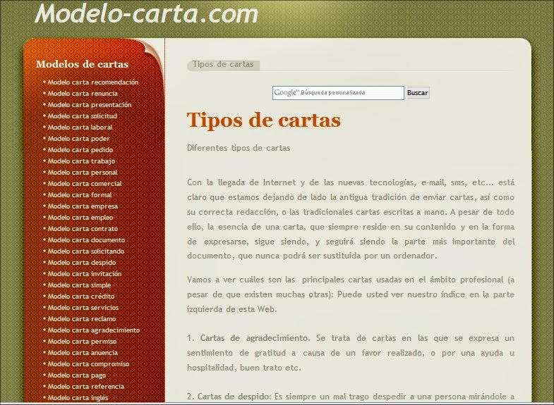 BLOG CON LINKS: Web: Modelo-carta.com