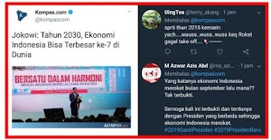 Jokowi: Tahun 2030, Ekonomi Indonesia Bisa Terbesar ke-7 di Dunia; Warganet: Pak Gimana Roketnya?