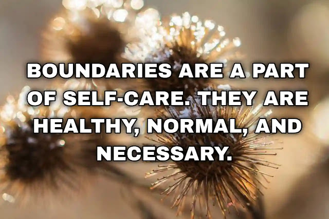 Boundaries are a part of self-care. They are healthy, normal, and necessary.